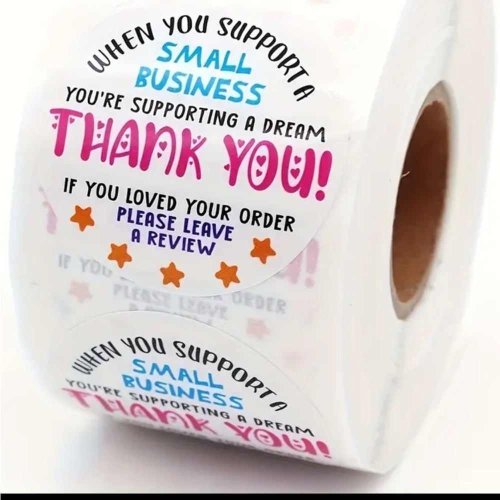 500 Thank You Business Stickers Roll Small Business Packaging Labels